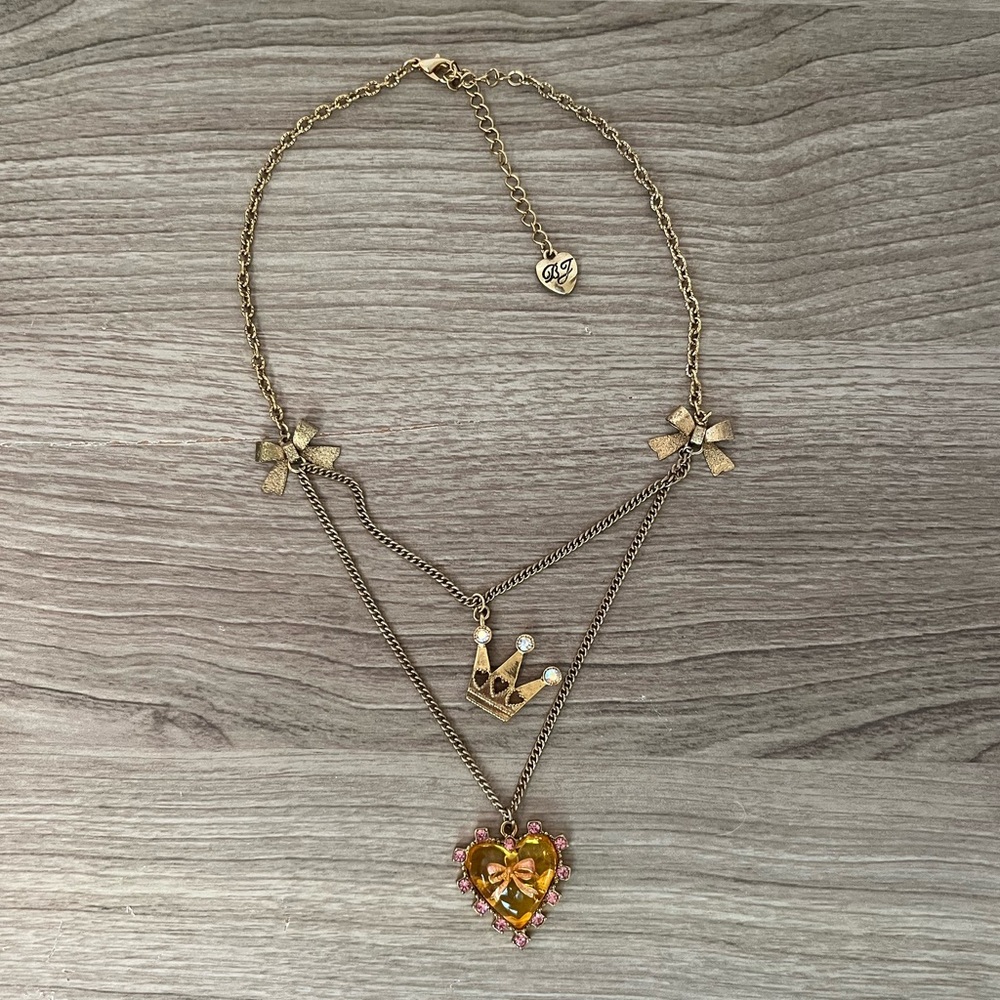 Betsey Johnson bow double layered necklace